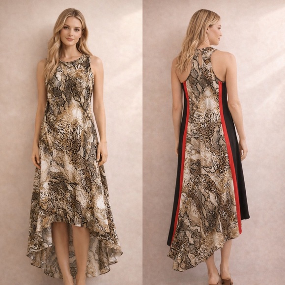 Asher Dresses & Skirts - Asher Hi Lo Snakeskin Tuxedo Stripe Dress in Black and Red!